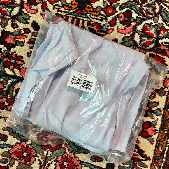 Abercrombie Linen-Blend Pull-On Wide Leg Pants and Halter Top SET, Light Blue S - Picture 4 of 7